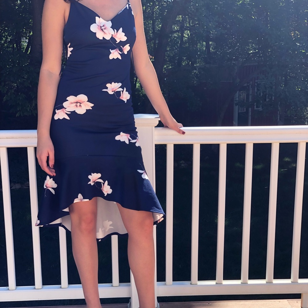Navy blue floral dress